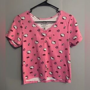 Hello Kitty Pink Patterned Short Sleeve Tee